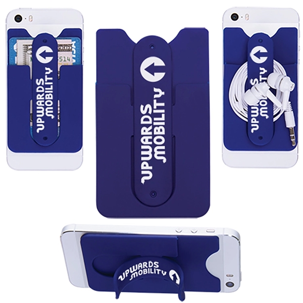 3-in-1 cell phone card holder with ear bud storage and phone... from ASI 62190 Illini