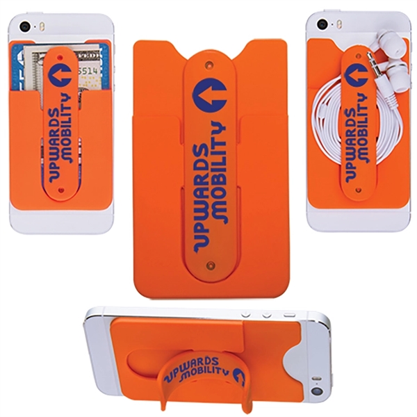 3-in-1 cell phone card holder with ear bud storage and phone... from ASI 62190 Illini