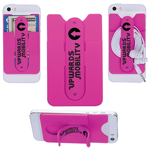 3-in-1 cell phone card holder with ear bud storage and phone... from ASI 62190 Illini