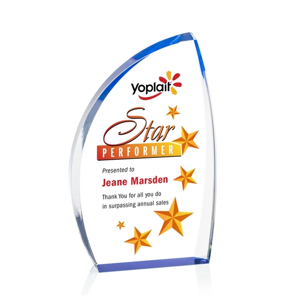 The Duncan VividPrint™ Award features solid clear acrylic with blue accent... from ASI 84592 St Regis Group / St Regis