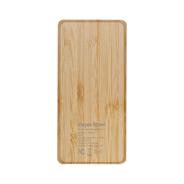 Hayes Bamboo Wireless Power Bank 10,000mAh. Eco Friendly with Dual Charge... from ASI 74741 NVS Promo Designs, Inc.