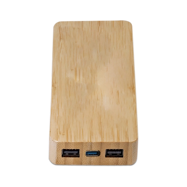 Hayes Bamboo Wireless Power Bank 10,000mAh. Eco Friendly with Dual Charge... from ASI 74741 NVS Promo Designs, Inc.