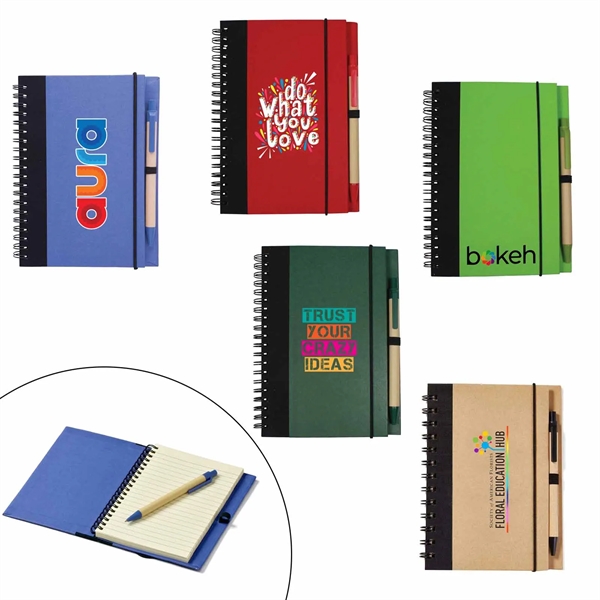 5" x 7" Jornikolor recycled 70-page spiral notebook with pen.... from ASI 63549 Jornik Manufacturing Corp / Jornik