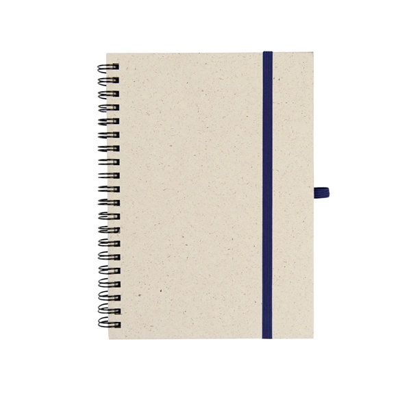 Spiral bound 70-page recycled paper notebook with elastic strap and pen... from ASI 61125 Hit Promotional Products / Hit®