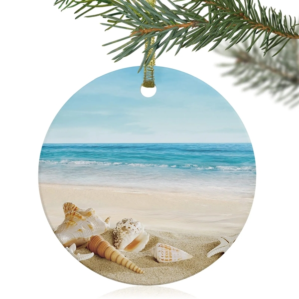 2.75" Round Ceramic Ornament with Gold String.. Printed in a Union... from ASI 62635 Inno-Vative Solutions Grp LTD