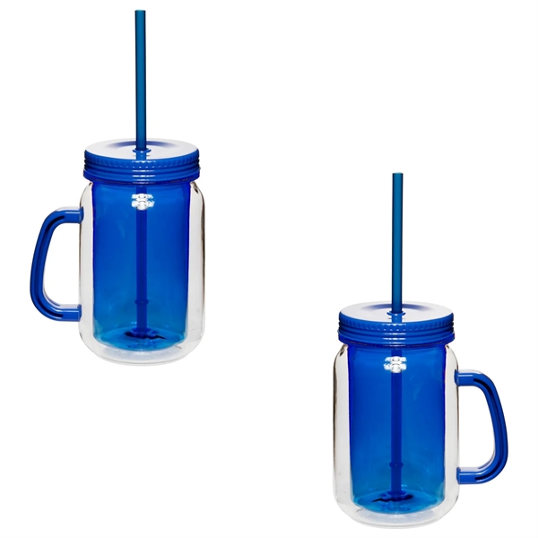 Double wall insulation mason jar with handle, 17 oz. plus 1... from ASI 37218 Athena Promo (tm)