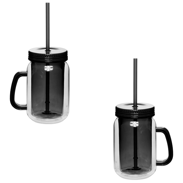 Double wall insulation mason jar with handle, 17 oz. plus 1... from ASI 37218 Athena Promo (tm)