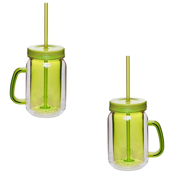 Double wall insulation mason jar with handle, 17 oz. plus 1... from ASI 37218 Athena Promo (tm)