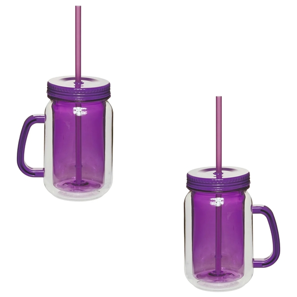 Double wall insulation mason jar with handle, 17 oz. plus 1... from ASI 37218 Athena Promo (tm)