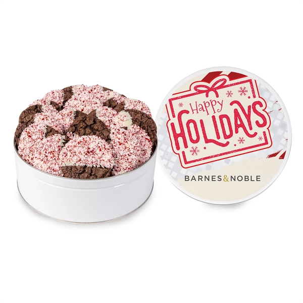 Crushed Peppermint Chocolate French Sable Cookie in Gift Tin-Large... from ASI 44900 NC Custom (CI/Lanco) / Chocolate Inn Fresh Beginnings