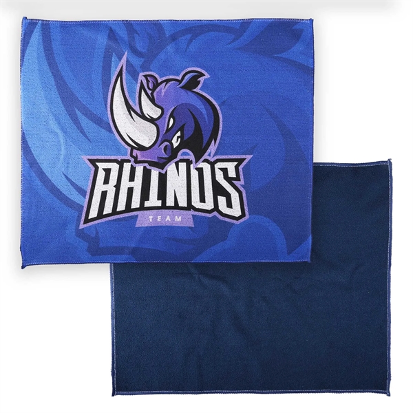 Microfiber golf towel with soft terry back. Full-color print. Optional carabiner... from ASI 61966 HPG / Best Promotions USA