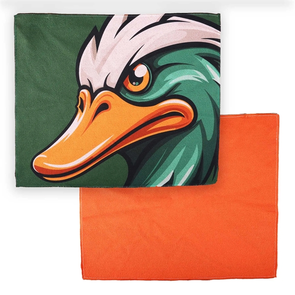 Microfiber golf towel with soft terry back. Full-color print. Optional carabiner... from ASI 61966 HPG / Best Promotions USA