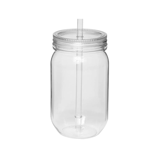 24 oz. Plastic mason jar with straw plus free 1 color... from ASI 37218 Athena Promo (tm)