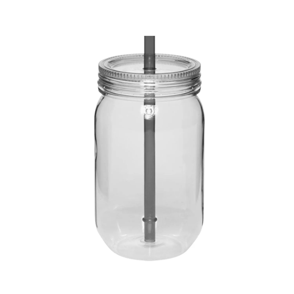 24 oz. Plastic mason jar with straw plus free 1 color... from ASI 37218 Athena Promo (tm)