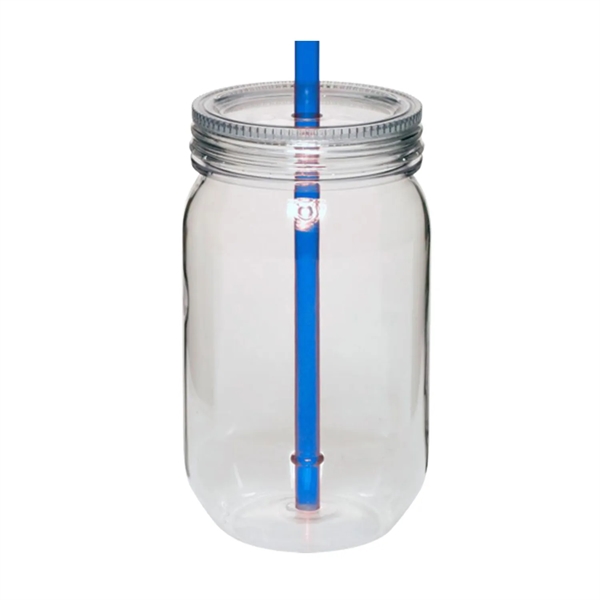 24 oz. Plastic mason jar with straw plus free 1 color... from ASI 37218 Athena Promo (tm)