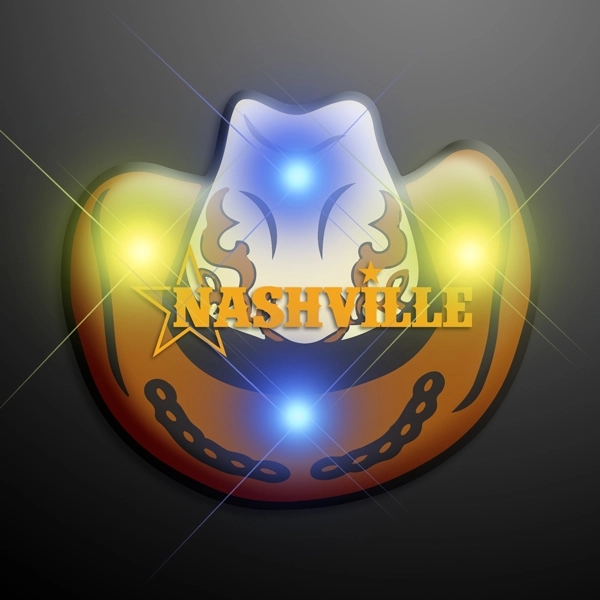 Blank or imprinted. Cowboy hat flashing pin, brown.... from ASI 34194 ALightPromos / Alight Promotional Products