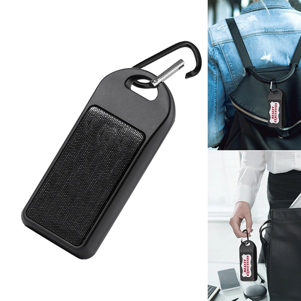The Douglas Park Speaker comes with a carabiner clip which makes... from ASI 74741 NVS Promo Designs, Inc. / NVS Promo