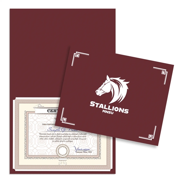 Linen certificate holder that's scored for easy folding and able to... from ASI 54040 Fey Promo