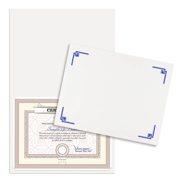 Linen certificate holder that's scored for easy folding and able to... from ASI 54040 Fey Promo