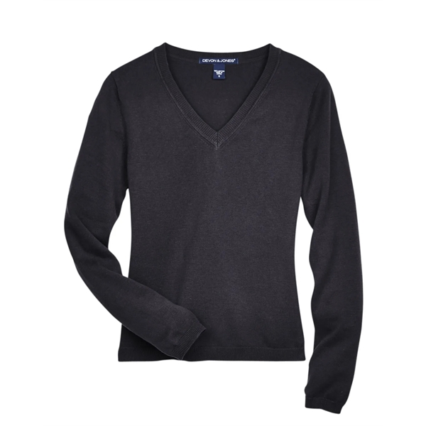 Devon & Jones ladies' V-neck sweater made from 100% airspun cotton.... from ASI 34063 alphabroder