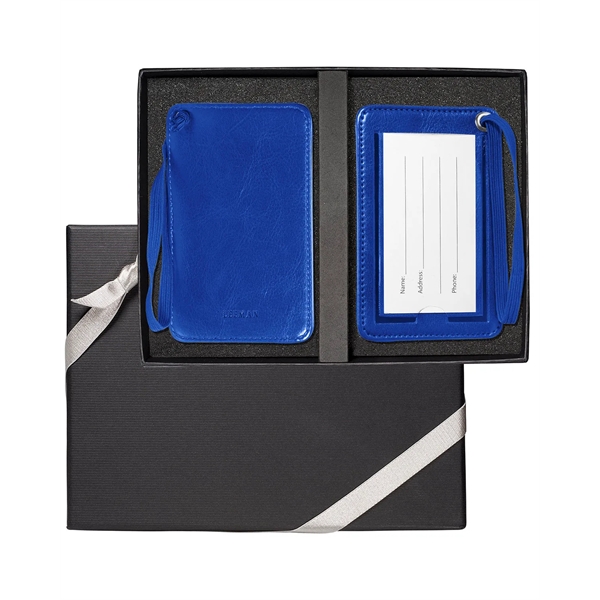 Gift box with two PU luggage tags with a clear PVC... from ASI 79530 Prime Line