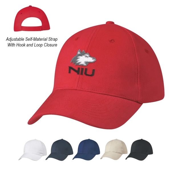 100% Brushed Cotton Twill, 6 Panel, Medium Profile Cap, Structured Crown... from ASI 61125 Hit Promotional Products / Hit®