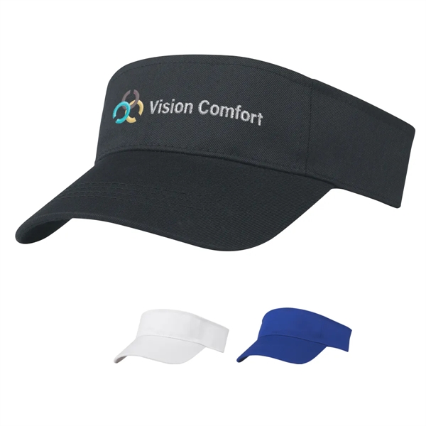 Polyester Visor. Pro-Stitching on Front Pre-Curved Visor. Double Layer Sweatband. Adjustable... from ASI 61125 Hit Promotional Products / Hit®