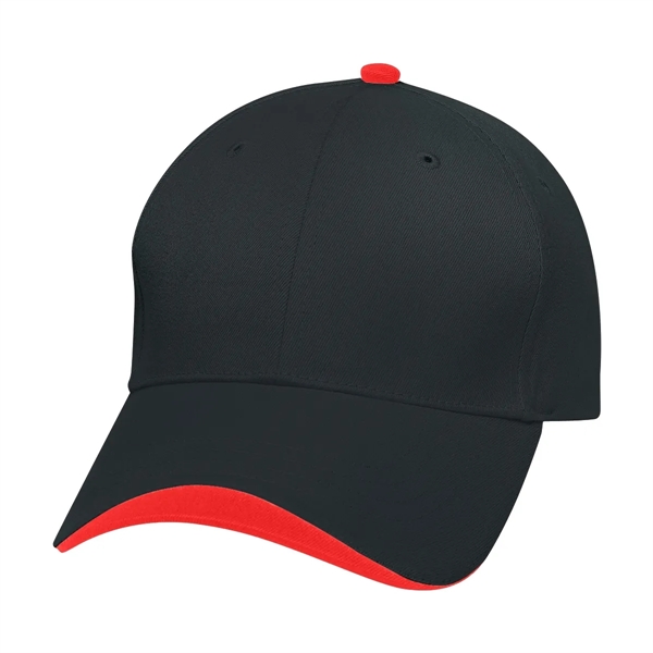 Wave Sandwich Cap. 100% Brushed Cotton Twill, 6 Panel, Medium Profile,... from ASI 61125 Hit Promotional Products / Hit®