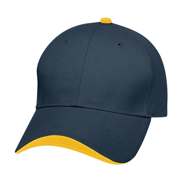 Wave Sandwich Cap. 100% Brushed Cotton Twill, 6 Panel, Medium Profile,... from ASI 61125 Hit Promotional Products / Hit®