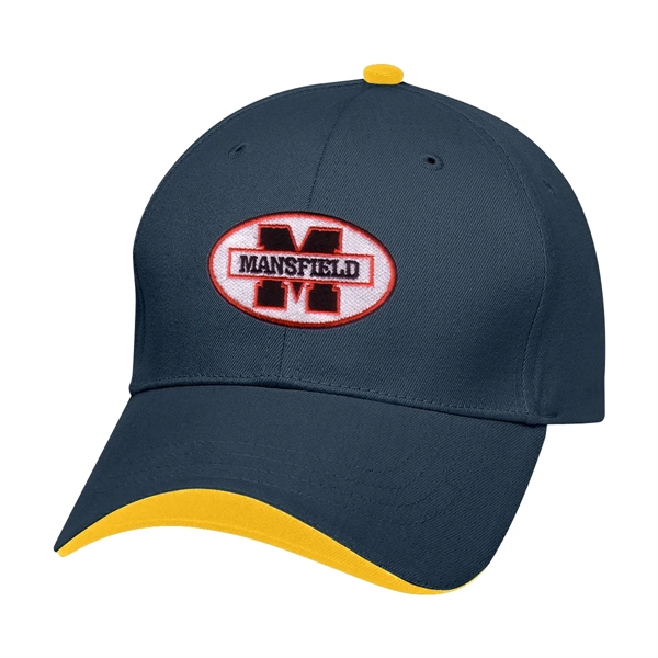 Wave Sandwich Cap. 100% Brushed Cotton Twill, 6 Panel, Medium Profile,... from ASI 61125 Hit Promotional Products / Hit®