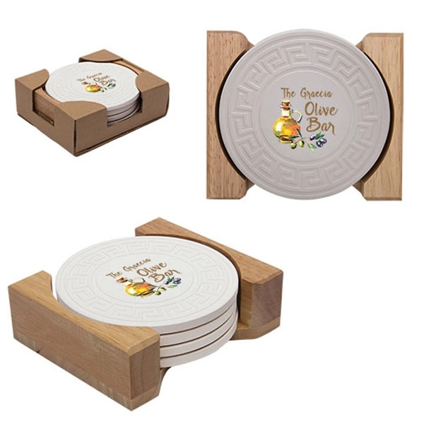 4 1/4" diameter stone coaster set (4) with cork backing.... from ASI 62190 Illini