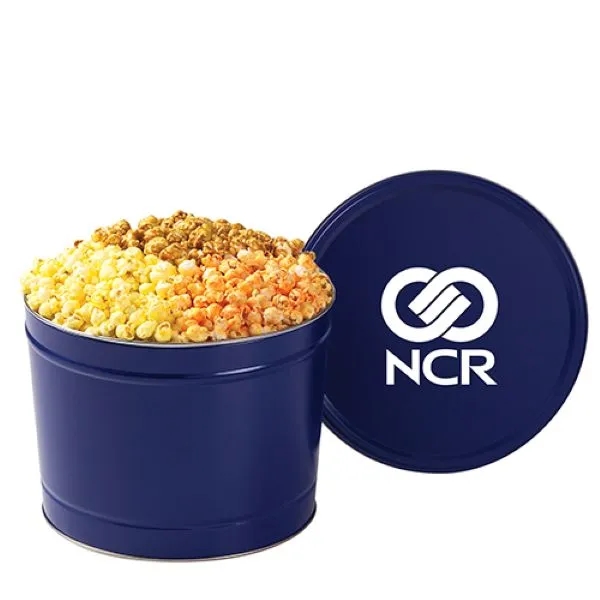 Small two gallon sharing tin filled with classic butter, cheddar cheese... from ASI 71685 Midnite Snax®