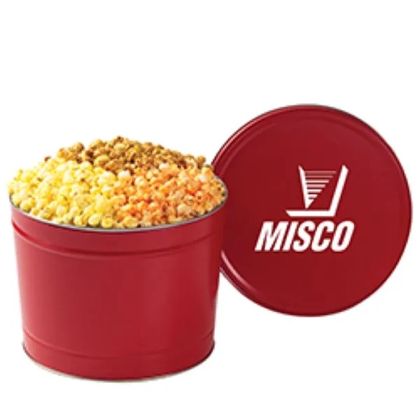 Small two gallon sharing tin filled with classic butter, cheddar cheese... from ASI 71685 Midnite Snax®