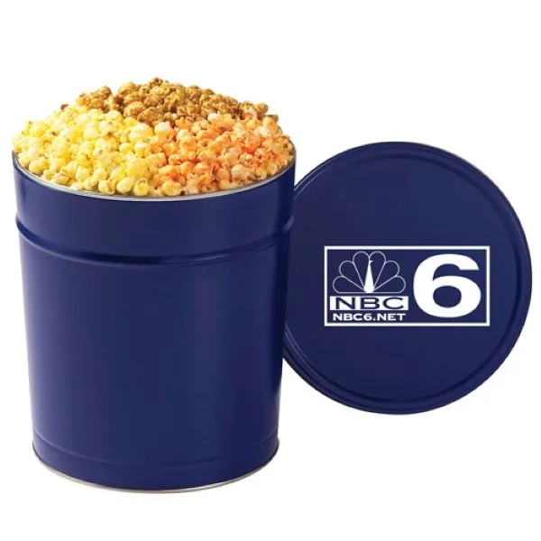 Medium 3.5 gallon, 3-way sharing tin filled with butter, cheddar cheese... from ASI 71685 Midnite Snax®