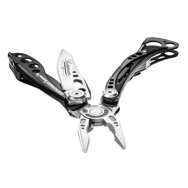 Lightweight multi-tool with tungsten DLC coating, pliers, wire cutters, blade, carabiner... from ASI 46170 Compass Industries Inc