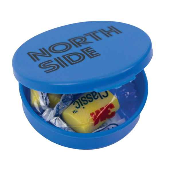 Case with a poly bagged set of yellow soft foam earplugs... from ASI 54040 Fey Promo / Mi Line by Fey