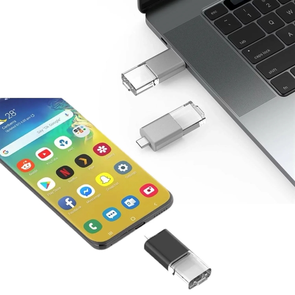 Slide Type-C LED OTG USB flash drive 3.0 plus 1c1p silkscreen... from ASI 37218 Athena Promo (tm)