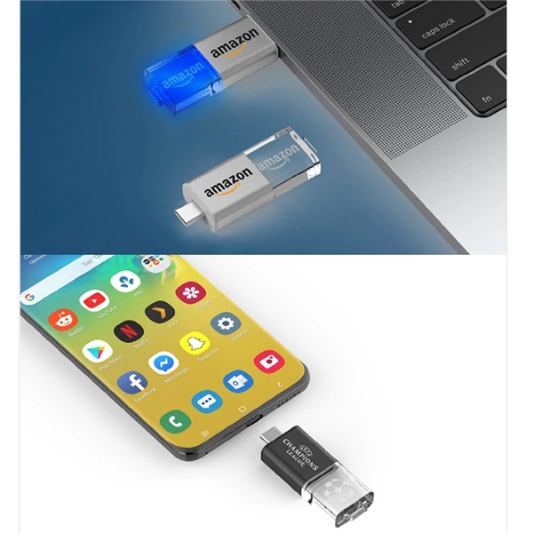Slide Type-C LED OTG USB flash drive 3.0 plus 1c1p silkscreen... from ASI 37218 Athena Promo (tm)