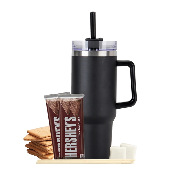 Tapered Tumbler w/ Handle & Straw - 40 oz., 4 servings... from ASI 71685 Midnite Snax® / Promo Revolution