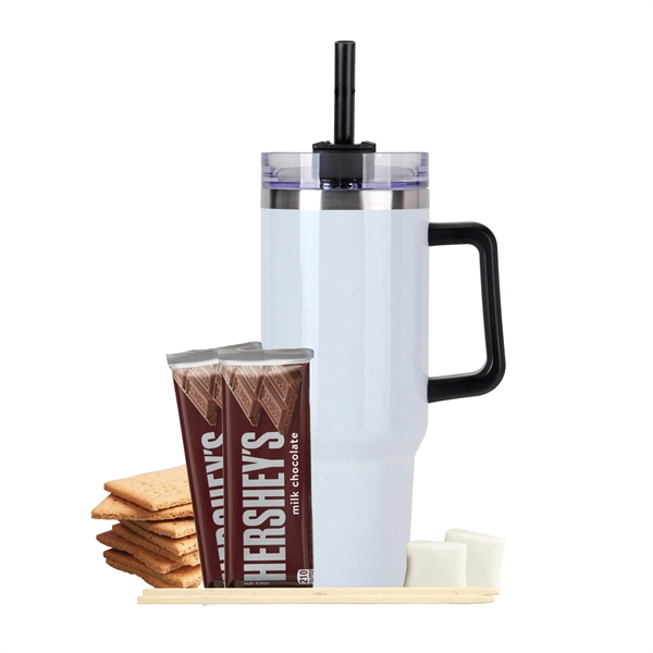 Tapered Tumbler w/ Handle & Straw - 40 oz., 4 servings... from ASI 71685 Midnite Snax® / Promo Revolution