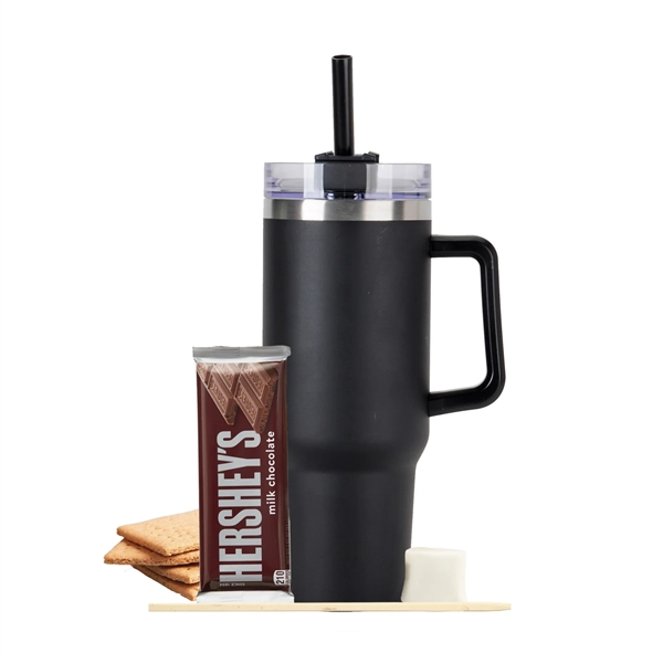 Tapered Tumbler w/ Handle & Straw - 40 oz., 2 servings... from ASI 71685 Midnite Snax® / Promo Revolution