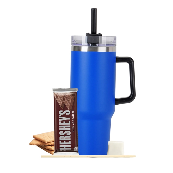 Tapered Tumbler w/ Handle & Straw - 40 oz., 2 servings... from ASI 71685 Midnite Snax® / Promo Revolution