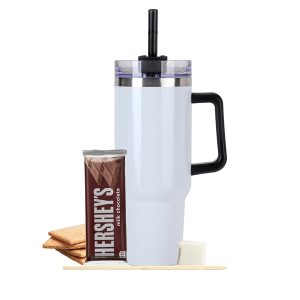 Tapered Tumbler w/ Handle & Straw - 40 oz., 2 servings... from ASI 71685 Midnite Snax® / Promo Revolution