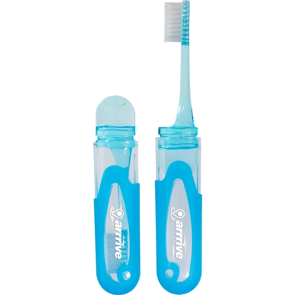 Mini travel-size toothbrush with protective case that expands to full size... from ASI 61966 HPG / Mixie