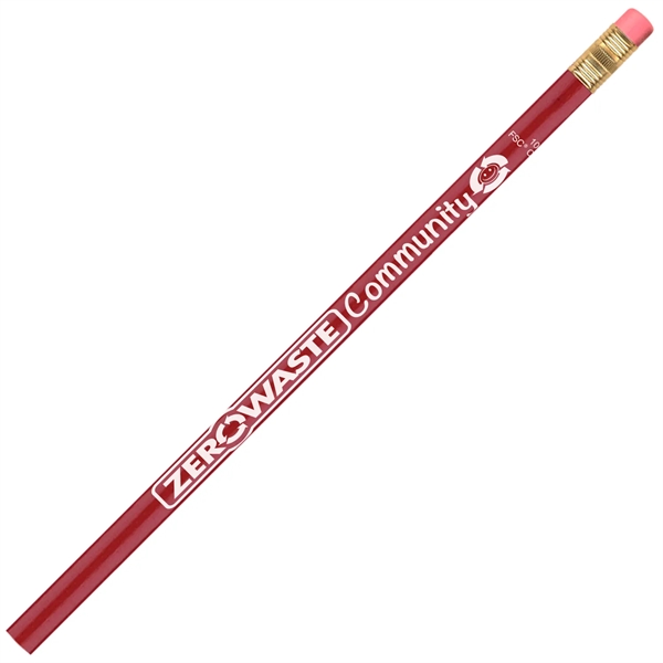 FSC Round Pencil Special with brass-colored ferrule and red eraser.... from ASI 86850 Shepenco/Shelbyville Pencil Co, Inc / SHEPENCO® Shelbyville Pencil Company