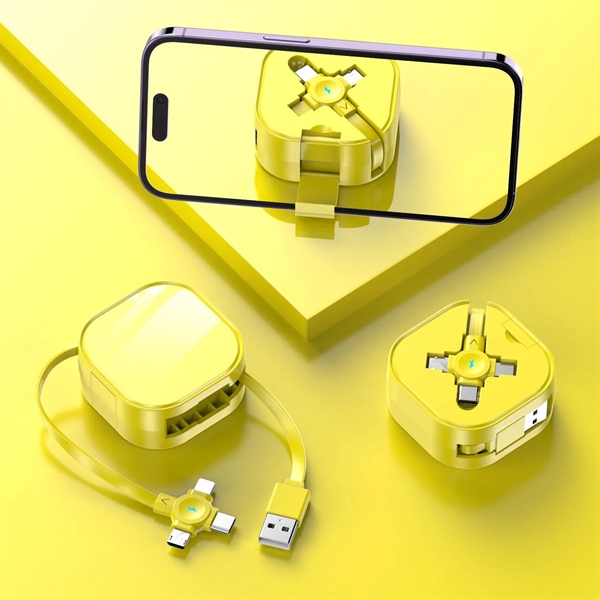 3 in 1 Retractable charging cable with phone stand plus silkscreen... from ASI 37218 Athena Promo (tm)