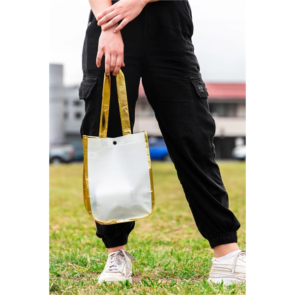 110GSM non-woven polypropylene glossy laminated designer tote bag with plastic snap... from ASI 57800 Gordon Sinclair / Gordon Sinclair®