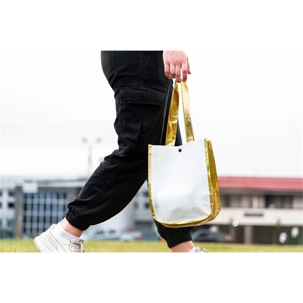 110GSM non-woven polypropylene glossy laminated designer tote bag with plastic snap... from ASI 57800 Gordon Sinclair / Gordon Sinclair®