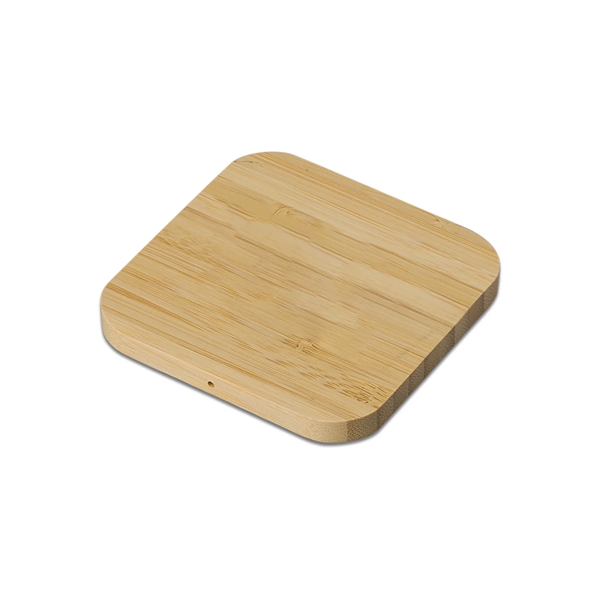 Square Bamboo 15W Wireless Charging Pad and desktop accessory.... from ASI 74741 NVS Promo Designs, Inc. / NVS Promo