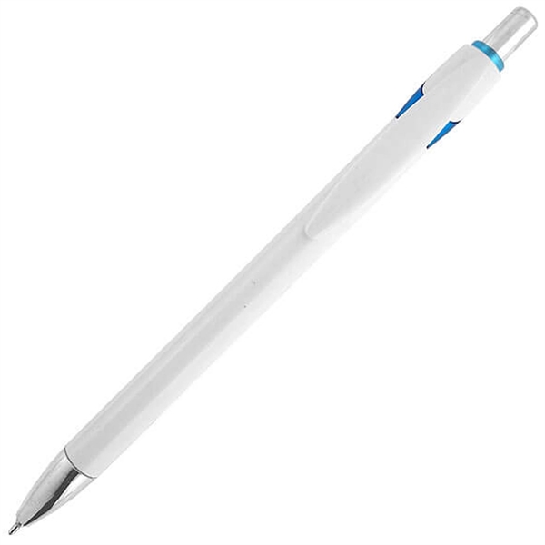 Slim body click-action pen featuring a solid white barrel with translucent... from ASI 90859 Tempo Industries Inc